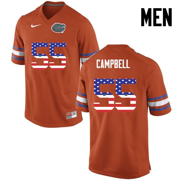 NCAA Florida Gators Kyree Campbell Men's #55 USA Flag Fashion Nike Orange Stitched Authentic College Football Jersey GDK3164PM